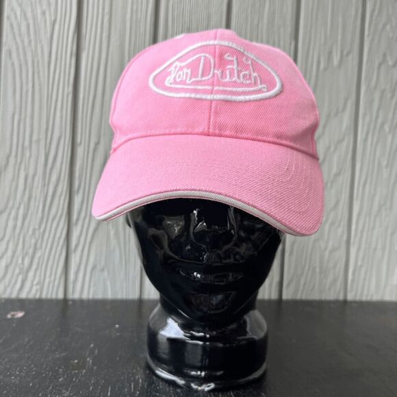 Von Dutch Pink Baseball Hat Y2K Logo Cap Adjustable Velcro Strap Trucker Style - Picture 1 of 9